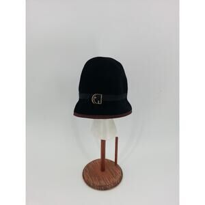 L.i.p.s By Ella Isaac Black Brown wool cloche Hat Women's 30's style